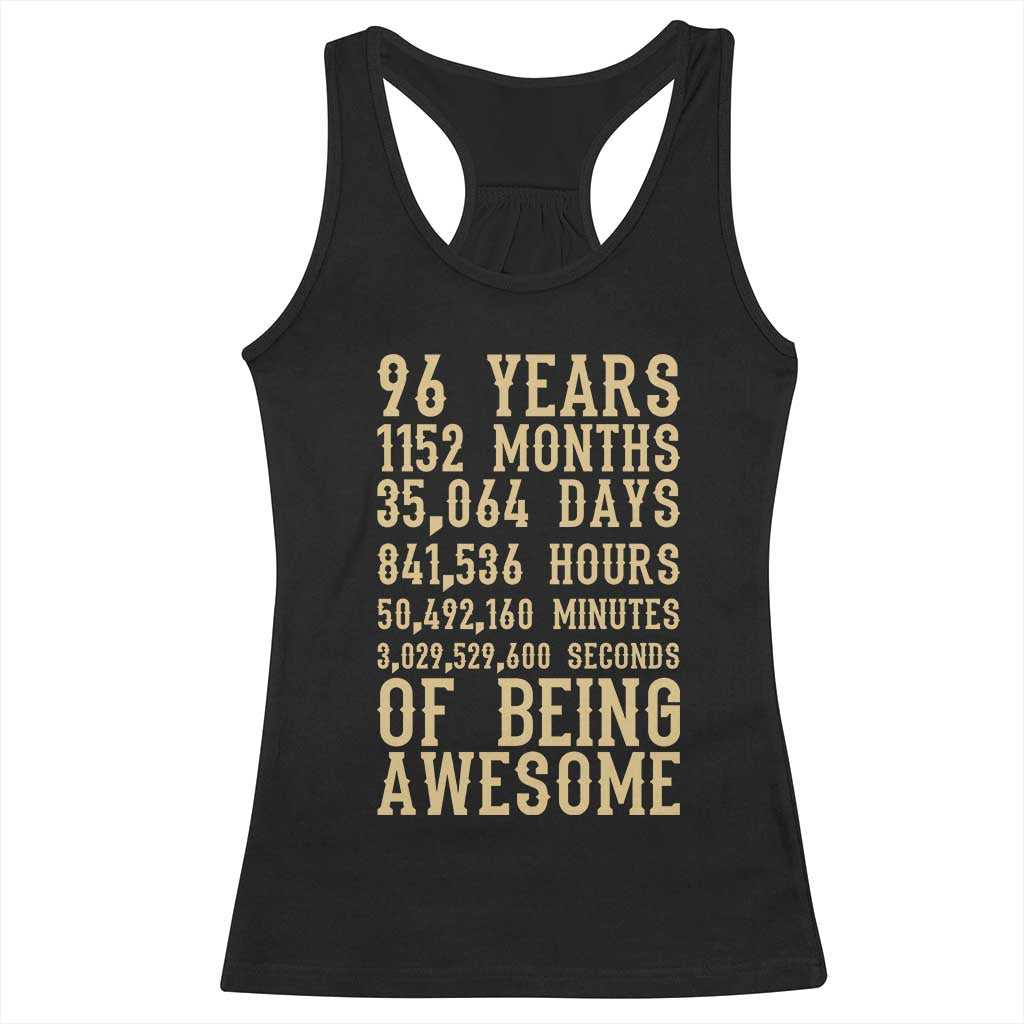 Vintage 96th Birthday Gift Racerback Tank Top 96 Years Of Being Awesome TS12 Black Print Your Wear