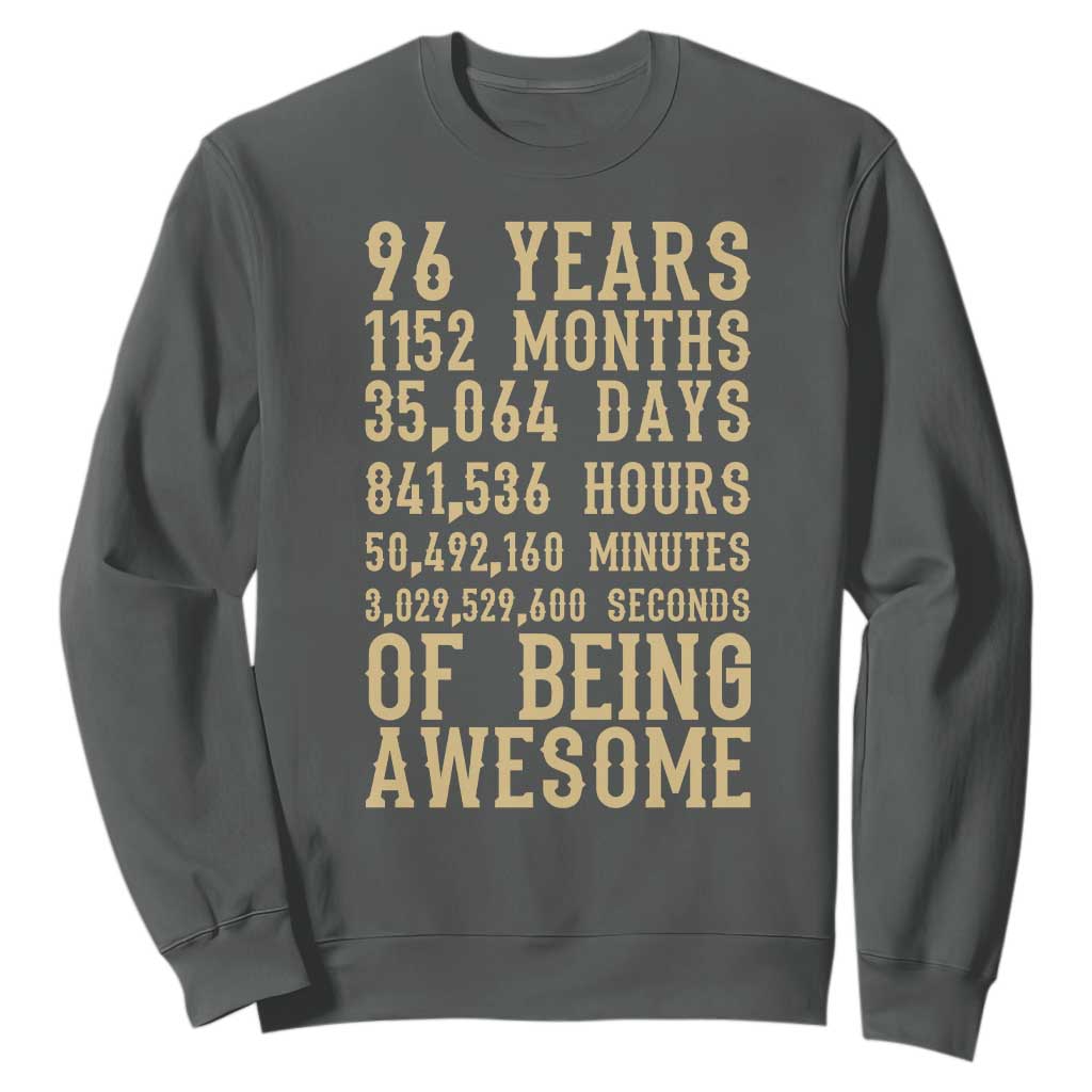 Vintage 96th Birthday Gift Sweatshirt 96 Years Of Being Awesome TS12 Dark Heather Print Your Wear