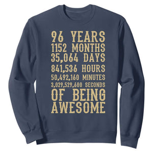 Vintage 96th Birthday Gift Sweatshirt 96 Years Of Being Awesome TS12 Navy Print Your Wear