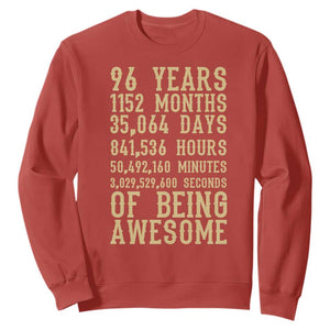 Vintage 96th Birthday Gift Sweatshirt 96 Years Of Being Awesome TS12 Red Print Your Wear