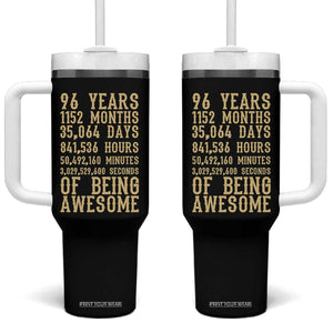 Vintage 96th Birthday Gift Tumbler With Handle 96 Years Of Being Awesome TS12 One Size: 40 oz Black Print Your Wear