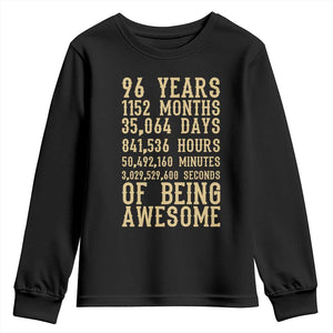 Vintage 96th Birthday Gift Youth Sweatshirt 96 Years Of Being Awesome TS12 Black Print Your Wear