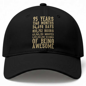Vintage 95th Birthday Gift Baseball Cap 95 Years Of Being Awesome TS12 Print Your Wear