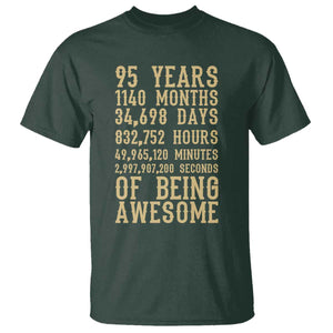 Vintage 95th Birthday Gift T Shirt 95 Years Of Being Awesome TS12 Dark Forest Green Print Your Wear