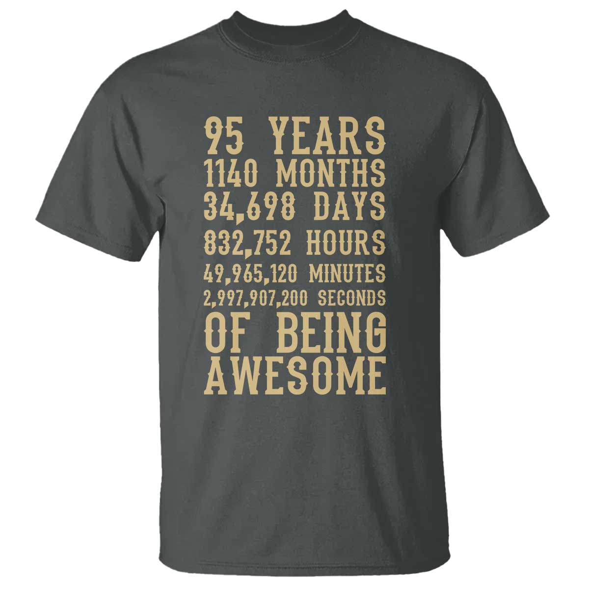 Vintage 95th Birthday Gift T Shirt 95 Years Of Being Awesome TS12 Dark Heather Print Your Wear
