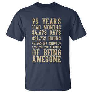 Vintage 95th Birthday Gift T Shirt 95 Years Of Being Awesome TS12 Navy Print Your Wear