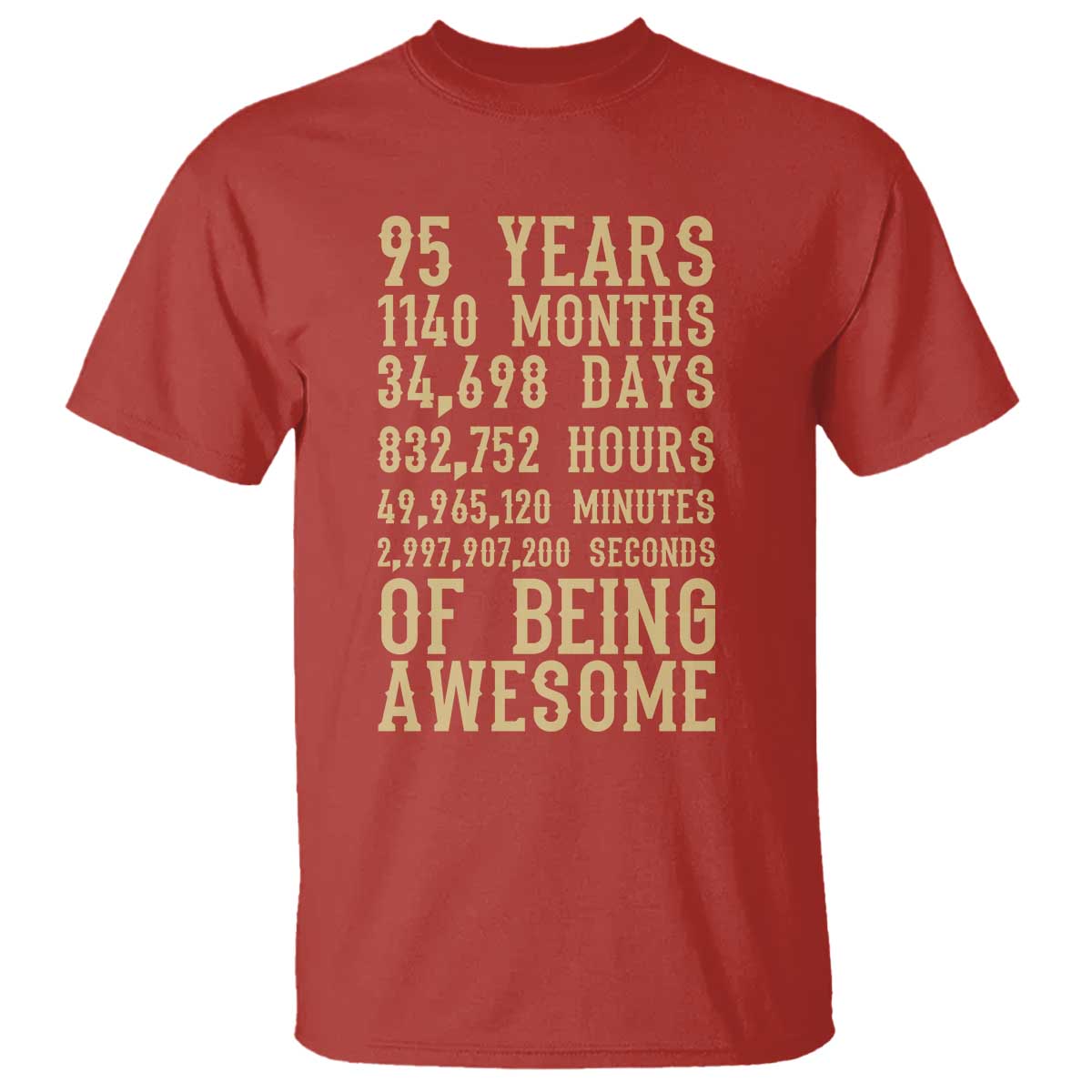 Vintage 95th Birthday Gift T Shirt 95 Years Of Being Awesome TS12 Red Print Your Wear