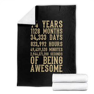 Vintage 94th Birthday Gift Throw Blanket 94 Years Of Being Awesome TS12 Black Print Your Wear