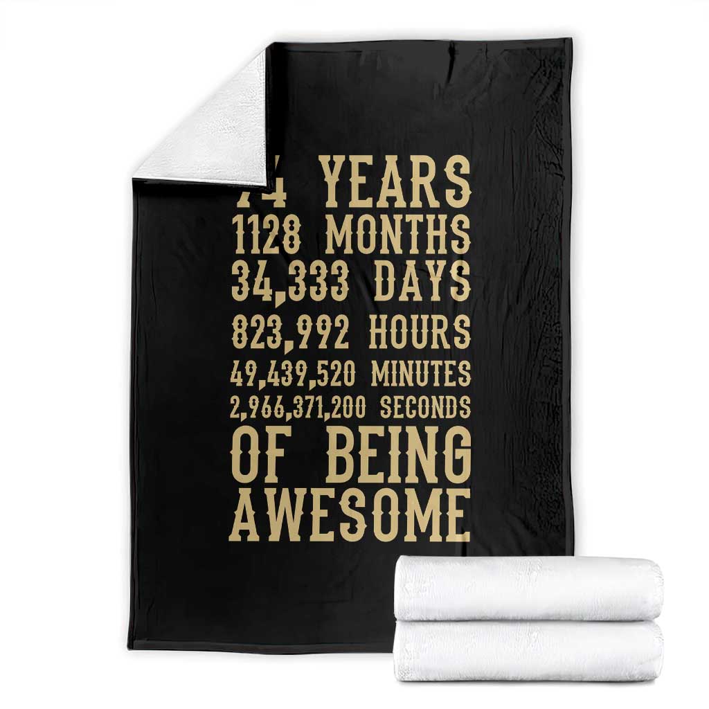 Vintage 94th Birthday Gift Throw Blanket 94 Years Of Being Awesome TS12 Black Print Your Wear