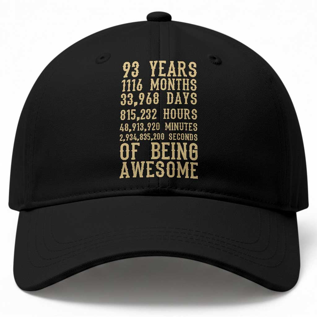 Vintage 93rd Birthday Gift Baseball Cap 93 Years Of Being Awesome TS12 Print Your Wear