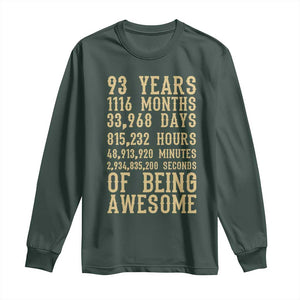 Vintage 93rd Birthday Gift Long Sleeve Shirt 93 Years Of Being Awesome TS12 Dark Forest Green Print Your Wear