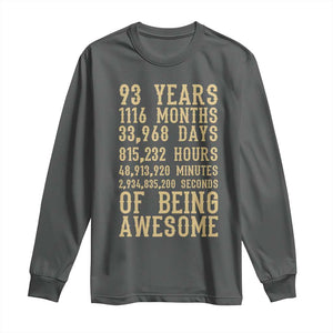 Vintage 93rd Birthday Gift Long Sleeve Shirt 93 Years Of Being Awesome TS12 Dark Heather Print Your Wear