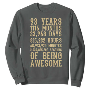 Vintage 93rd Birthday Gift Sweatshirt 93 Years Of Being Awesome TS12 Dark Heather Print Your Wear