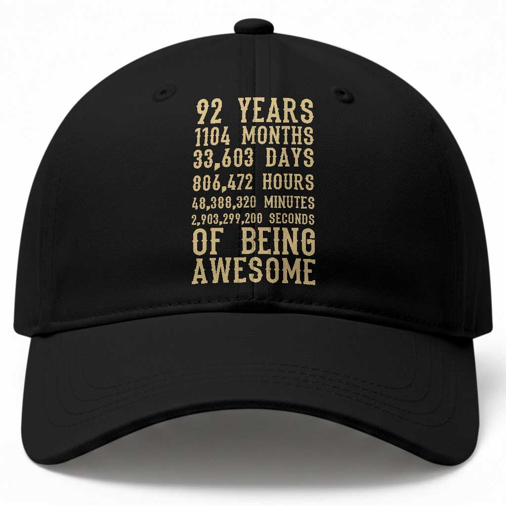 Vintage 92nd Birthday Gift Baseball Cap 92 Years Of Being Awesome TS12 Print Your Wear