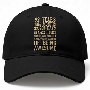 Vintage 92nd Birthday Gift Baseball Cap 92 Years Of Being Awesome TS12 Print Your Wear