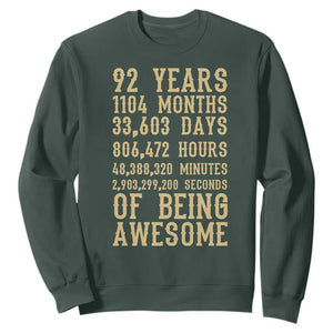 Vintage 92nd Birthday Gift Sweatshirt 92 Years Of Being Awesome TS12 Dark Forest Green Print Your Wear