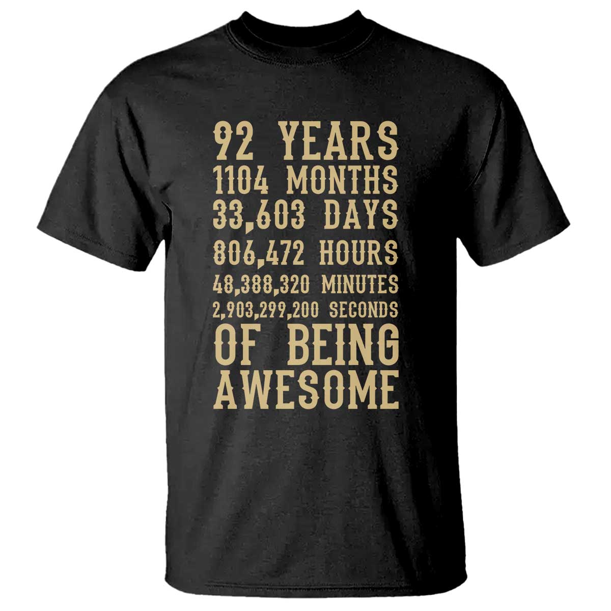 Vintage 92nd Birthday Gift T Shirt 92 Years Of Being Awesome TS12 Black Print Your Wear