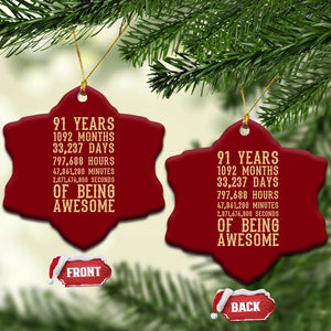 Vintage 91st Birthday Gift Ceramic Ornament 91 Years Of Being Awesome TS12 Print Your Wear