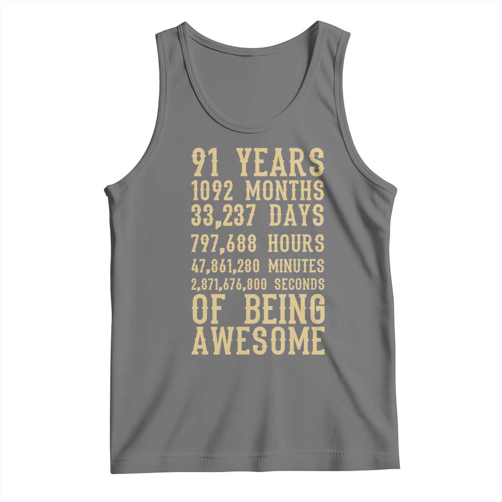 Vintage 91st Birthday Gift Tank Top 91 Years Of Being Awesome TS12 Black Heather Print Your Wear