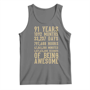 Vintage 91st Birthday Gift Tank Top 91 Years Of Being Awesome TS12 Black Heather Print Your Wear