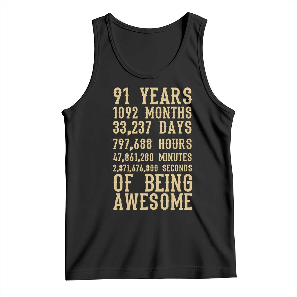 Vintage 91st Birthday Gift Tank Top 91 Years Of Being Awesome TS12 Black Print Your Wear