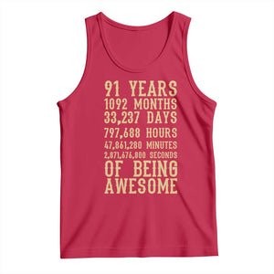 Vintage 91st Birthday Gift Tank Top 91 Years Of Being Awesome TS12 Red Print Your Wear