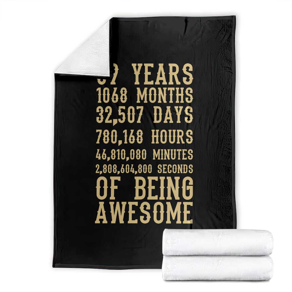 Vintage 89th Birthday Gift Throw Blanket 89 Years Of Being Awesome TS12 Black Print Your Wear