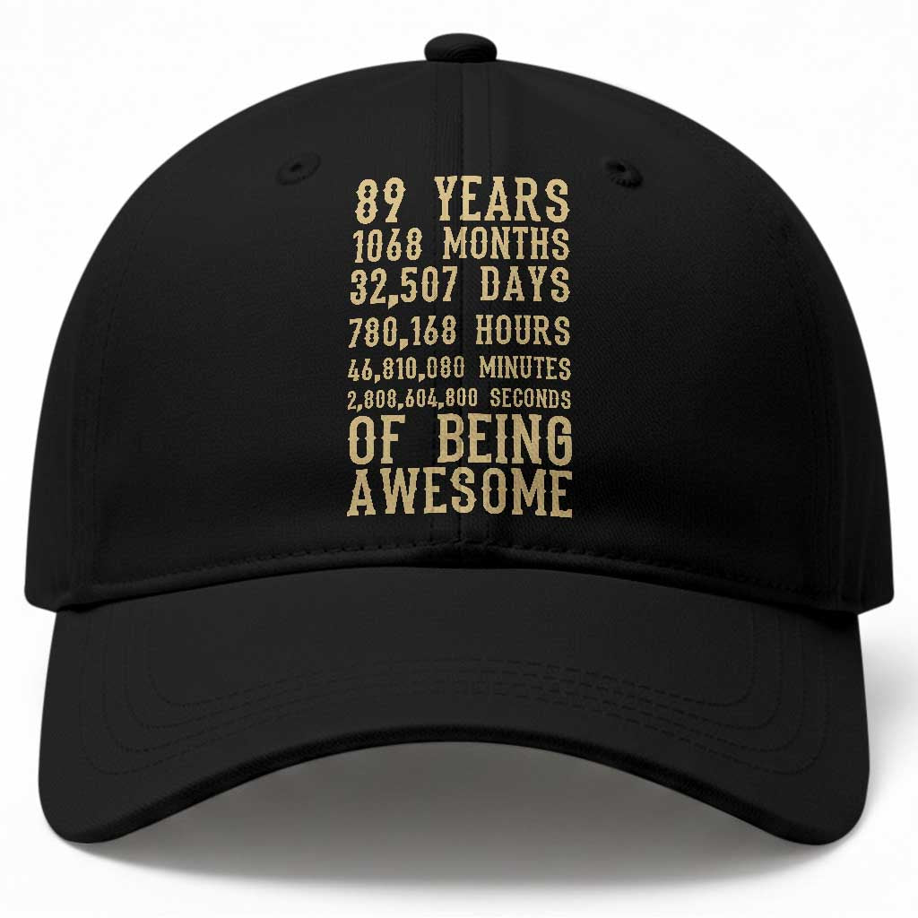 Vintage 89th Birthday Gift Baseball Cap 89 Years Of Being Awesome TS12 Print Your Wear