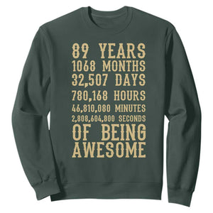 Vintage 89th Birthday Gift Sweatshirt 89 Years Of Being Awesome TS12 Dark Forest Green Print Your Wear