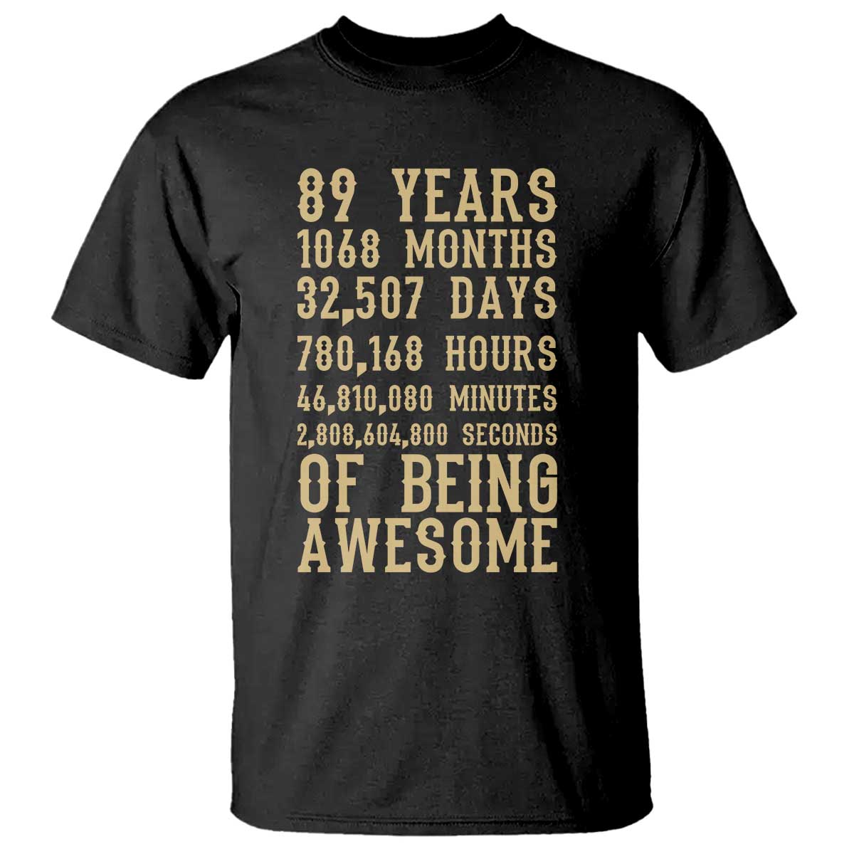 Vintage 89th Birthday Gift T Shirt 89 Years Of Being Awesome TS12 Black Print Your Wear