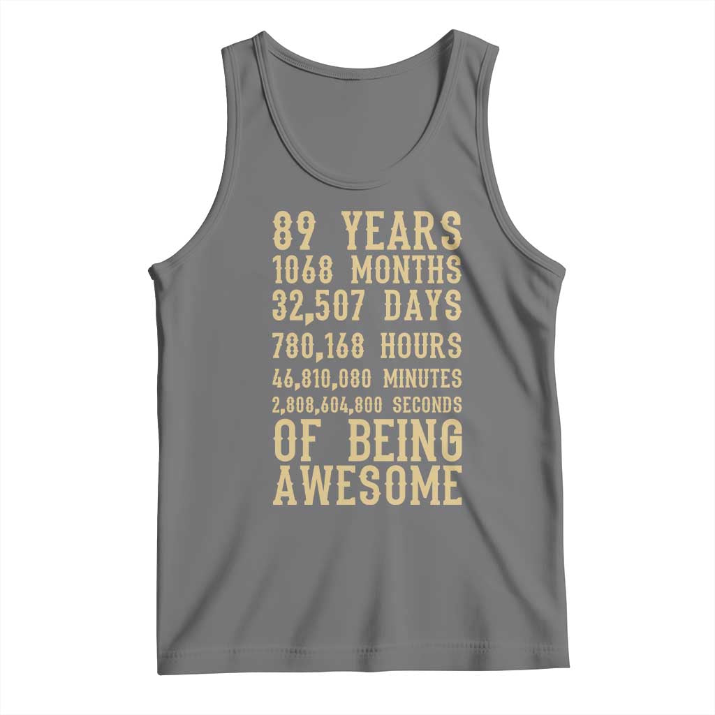 Vintage 89th Birthday Gift Tank Top 89 Years Of Being Awesome TS12 Black Heather Print Your Wear