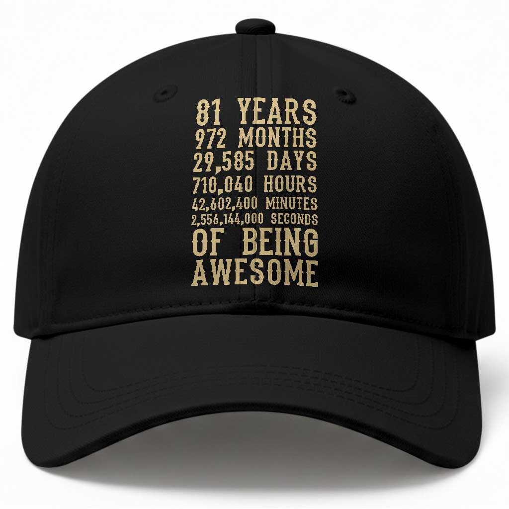 Vintage 81st Birthday Gift Baseball Cap 81 Years Of Being Awesome TS12 Print Your Wear