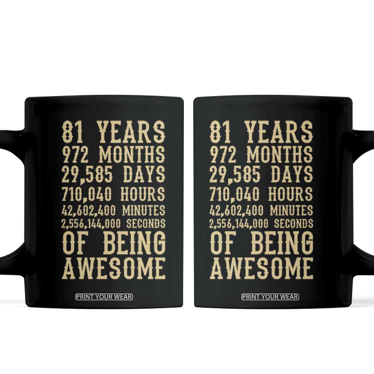 Vintage 81st Birthday Gift Coffee Mug 81 Years Of Being Awesome TS12 Black Print Your Wear