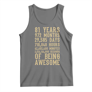 Vintage 81st Birthday Gift Tank Top 81 Years Of Being Awesome TS12 Black Heather Print Your Wear