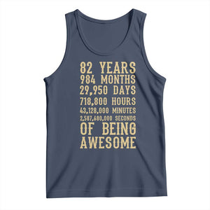 Vintage 82nd Birthday Gift Tank Top 82 Years Of Being Awesome TS12 Navy Print Your Wear