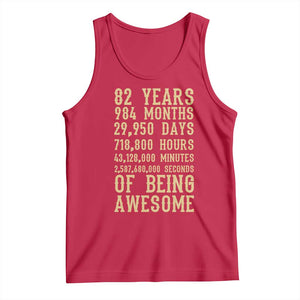 Vintage 82nd Birthday Gift Tank Top 82 Years Of Being Awesome TS12 Red Print Your Wear