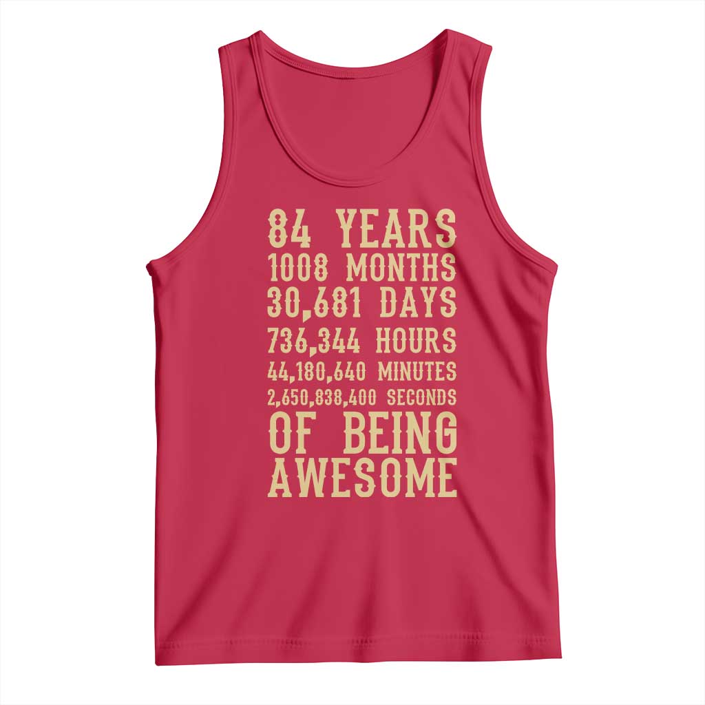 Vintage 84th Birthday Gift Tank Top 84 Years Of Being Awesome TS12 Red Print Your Wear
