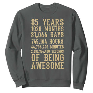 Vintage 85th Birthday Gift Sweatshirt 85 Years Of Being Awesome TS12 Dark Heather Print Your Wear