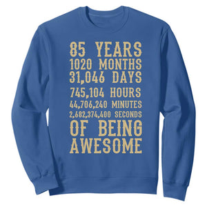 Vintage 85th Birthday Gift Sweatshirt 85 Years Of Being Awesome TS12 Royal Blue Print Your Wear