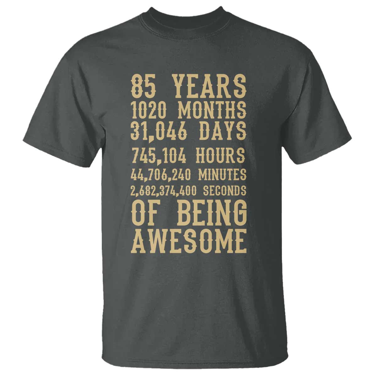 Vintage 85th Birthday Gift T Shirt 85 Years Of Being Awesome TS12 Dark Heather Print Your Wear
