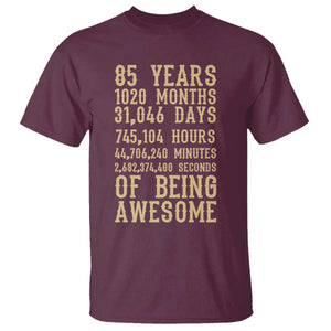 Vintage 85th Birthday Gift T Shirt 85 Years Of Being Awesome TS12 Maroon Print Your Wear
