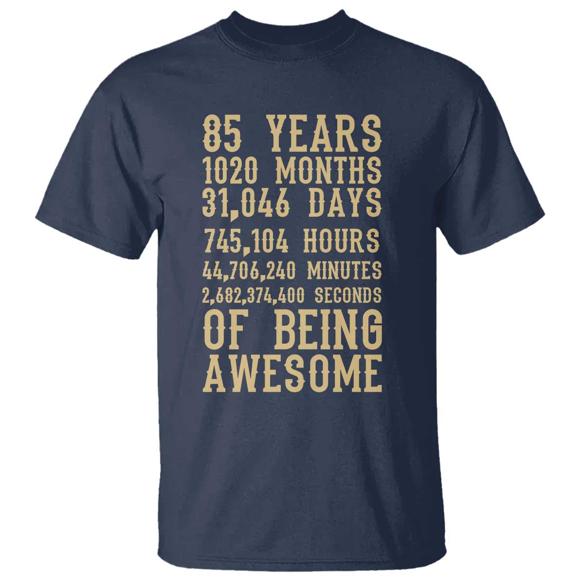 Vintage 85th Birthday Gift T Shirt 85 Years Of Being Awesome TS12 Navy Print Your Wear