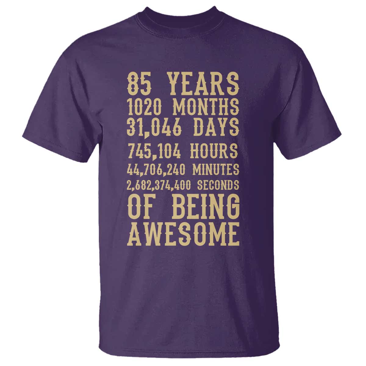 Vintage 85th Birthday Gift T Shirt 85 Years Of Being Awesome TS12 Purple Print Your Wear