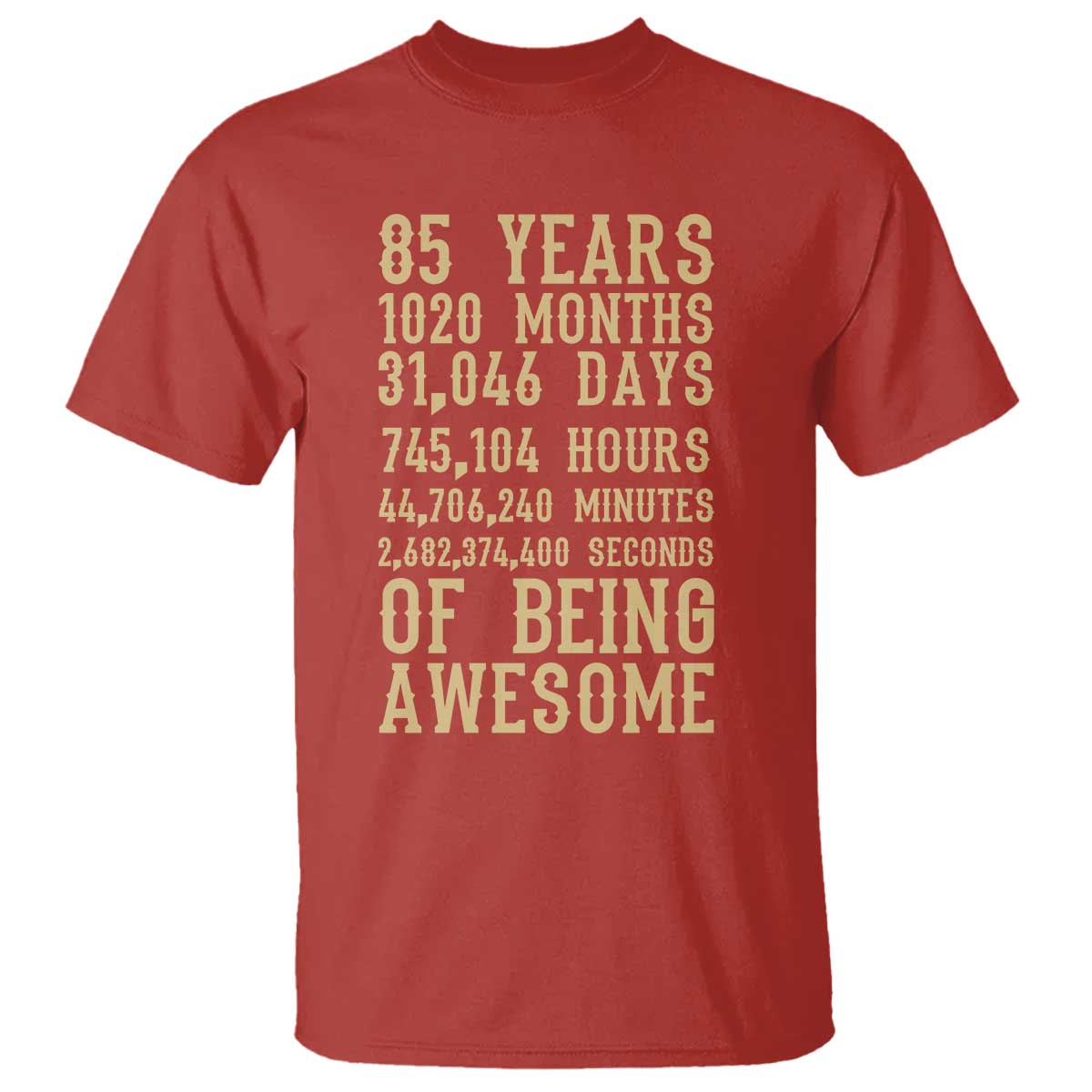 Vintage 85th Birthday Gift T Shirt 85 Years Of Being Awesome TS12 Red Print Your Wear