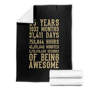 Vintage 86th Birthday Gift Throw Blanket 86 Years Of Being Awesome TS12 Black Print Your Wear