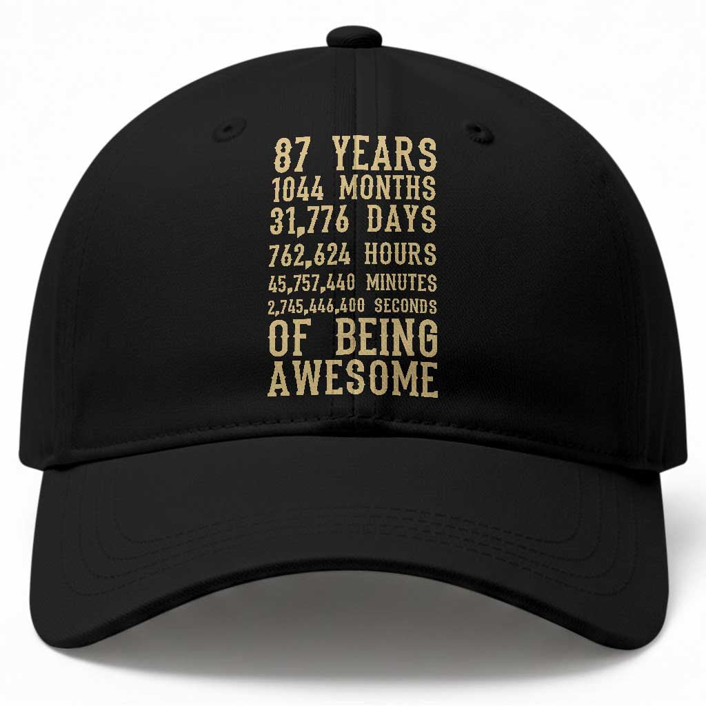 Vintage 87th Birthday Gift Baseball Cap 87 Years Of Being Awesome TS12 Print Your Wear