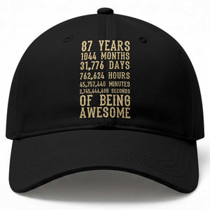 Vintage 87th Birthday Gift Baseball Cap 87 Years Of Being Awesome TS12 Print Your Wear