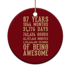 Vintage 87th Birthday Gift Ceramic Ornament 87 Years Of Being Awesome TS12 1pc Red Print Your Wear