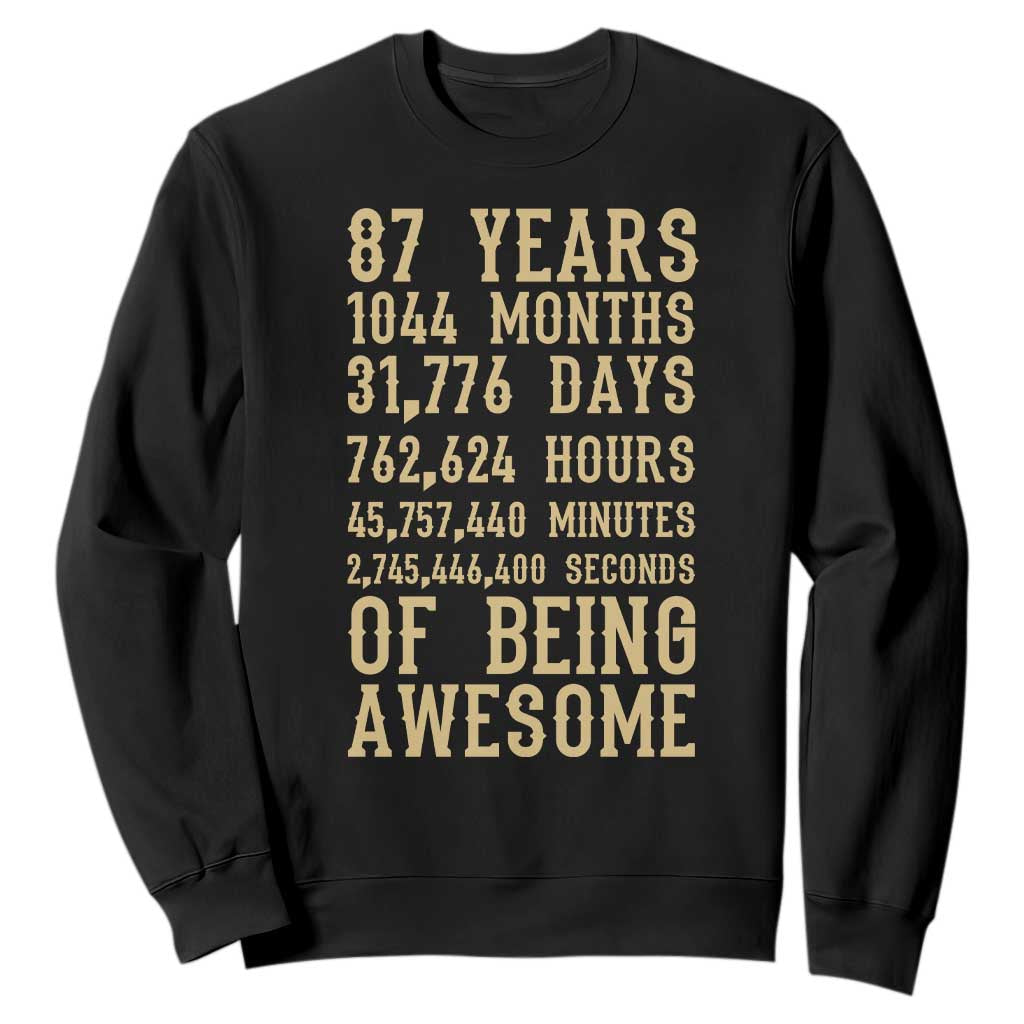 Vintage 87th Birthday Gift Sweatshirt 87 Years Of Being Awesome TS12 Black Print Your Wear
