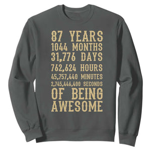 Vintage 87th Birthday Gift Sweatshirt 87 Years Of Being Awesome TS12 Dark Heather Print Your Wear